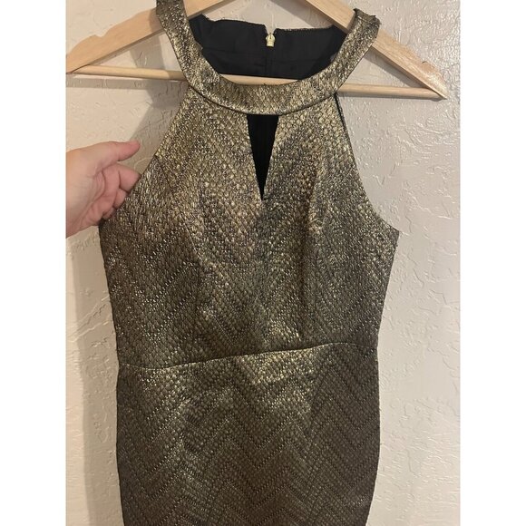 Trina Turk Gold Mackie Metallic Cocktail Dress - Picture 4 of 10